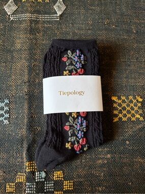 NWT Tiepology socks in Black Strawberries